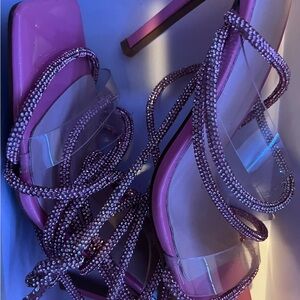 Pink Strappy Heels with Rhinestones